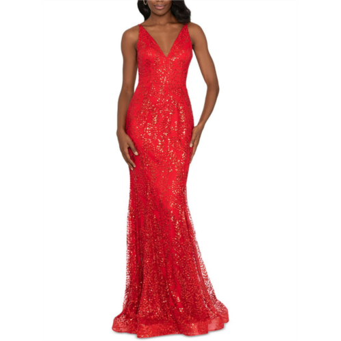 Blondie Nites juniors womens sequined glitter evening dress