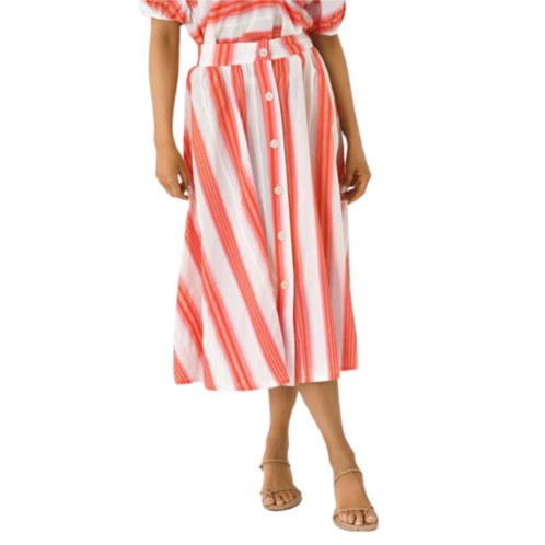 Never a Wallflower button down skirt in pink and orange stripe