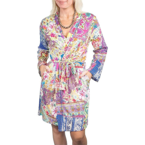 Johnny Was women talavera v-neck belted cotton modal sleep robe multicolor