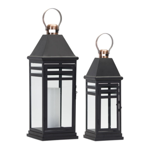 HouzBling lantern (set of 2) 16.25h, 20.5h metal/glass