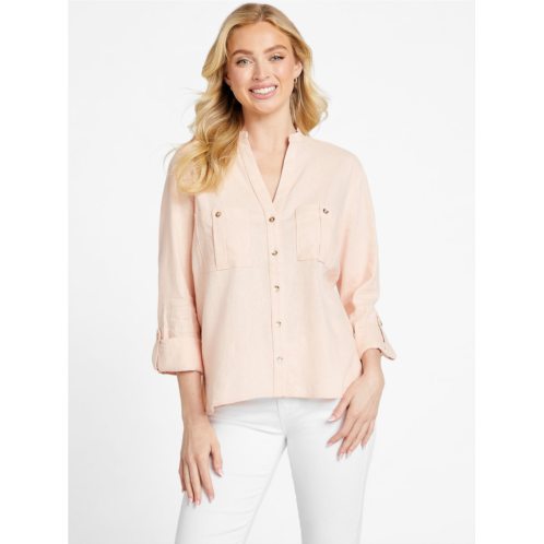 Guess Factory charlotte linen button-up top