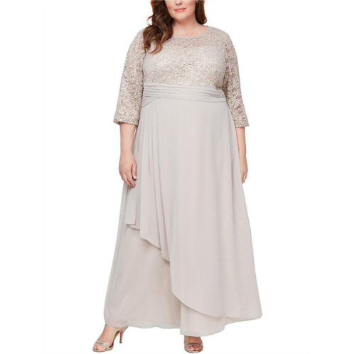 Alex Evenings plus womens lace maxi evening dress