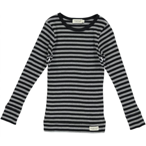 MarMar Copenhagen boys striped ribbed long sleeve shirt in black/grey