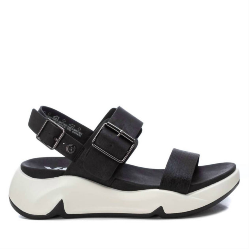 Xti womens wedge sandals in black