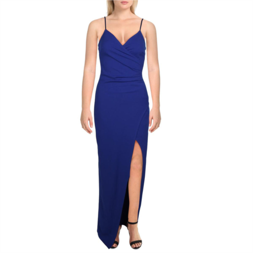 Emerald Sundae juniors womens slit v-neck evening dress