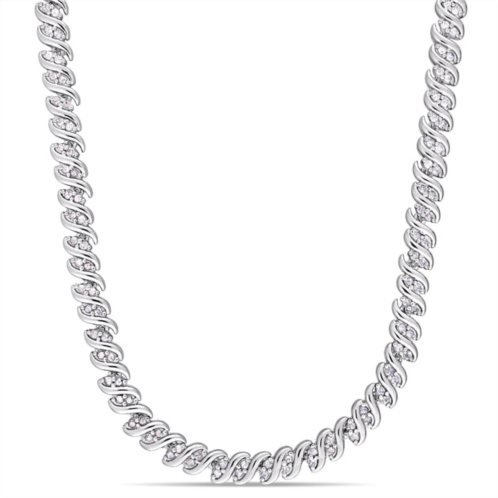 Mimi & Max 2ct tw diamond twist tennis necklace in sterling silver