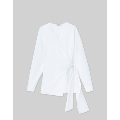 Lafayette 148 New York stretch cotton wrap blouse