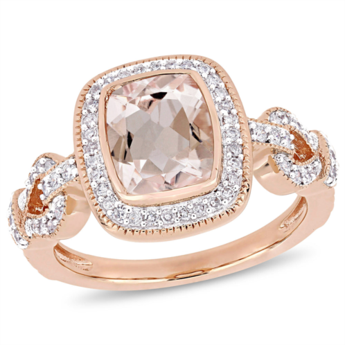 Mimi & Max morganite and 1/3ct tw diamond infinity halo ring 10k rose gold