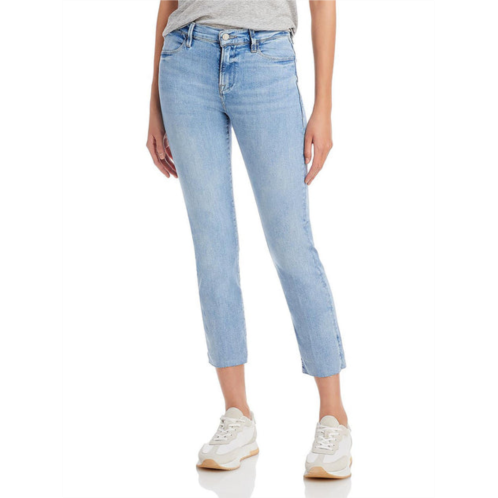 FRAME womens light wash mid-rise straight leg jeans