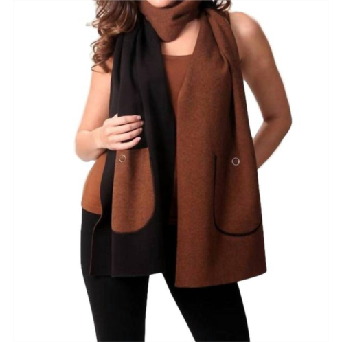 ANGEL 2-tone reversible pocket shawl in black/mocha