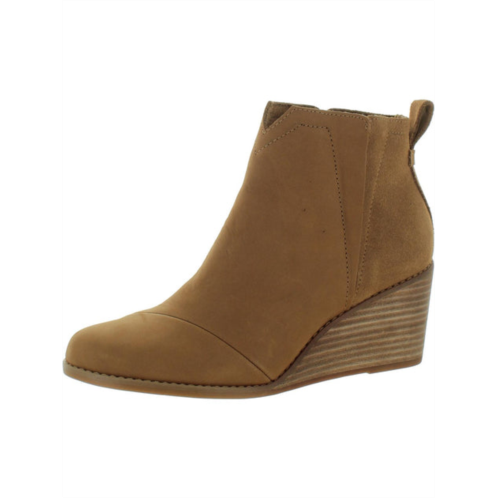 Toms clare womens leather ankle wedge boots