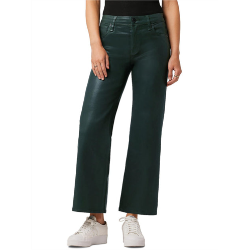 Hudson womens cropped coated wide leg jeans