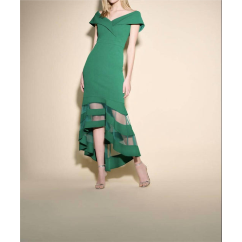 Joseph Ribkoff sheer panel dress in emerald green