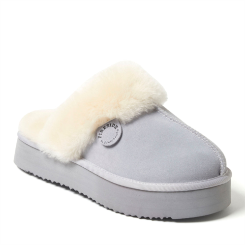 Dearfoams fireside by womens melton genuine shearling platform scuff slipper