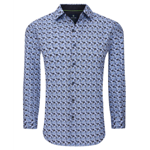 Tom Baine slim fit performance long sleeve geometric button down