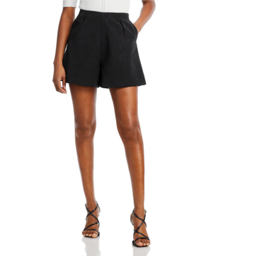 Bardot thea womens pleated wood design high-waist shorts