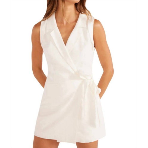 MINKPINK lucia linen wrap playsuit in white