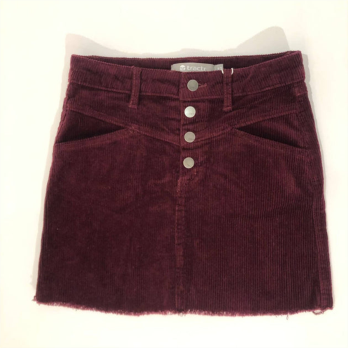 Tractr girls yoke corduroy skirt in red