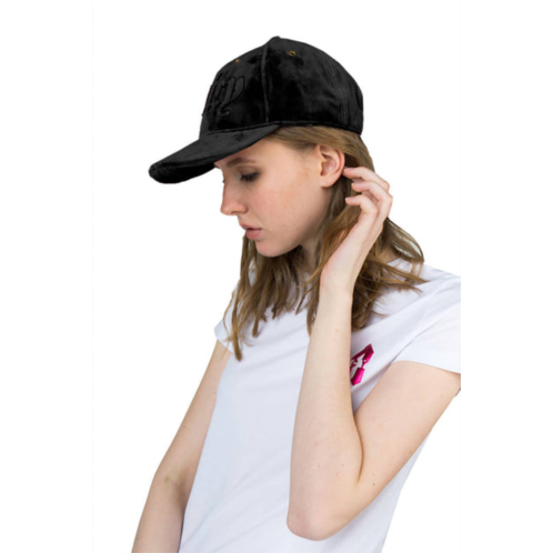 Juicy Couture velvet logo cap in black