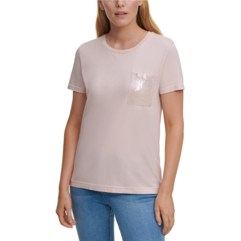 DKNY womens pocket sequined t-shirt