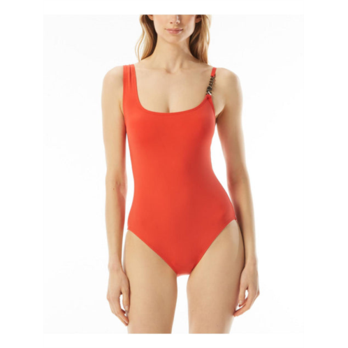 Michael Michael Kors womens solid chain one-piece swimsuit