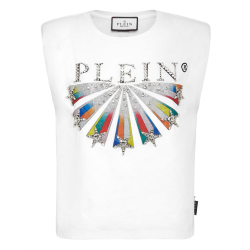 PHILIPP PLEIN tank top padded shoulder plein star with crystals