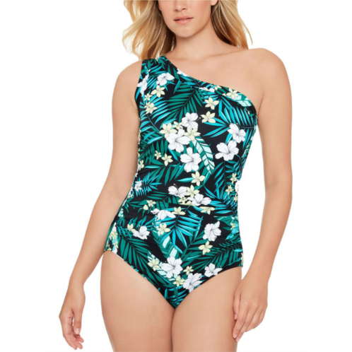 Swim Solutions womens one shoulder floral print one-piece swimsuit