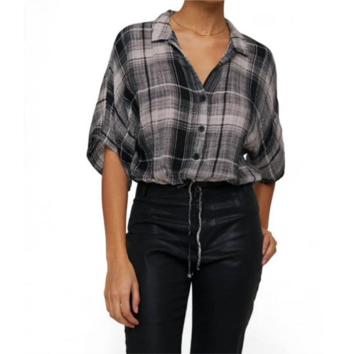 Bella Dahl flowy tie waist plaid shirt in high desert