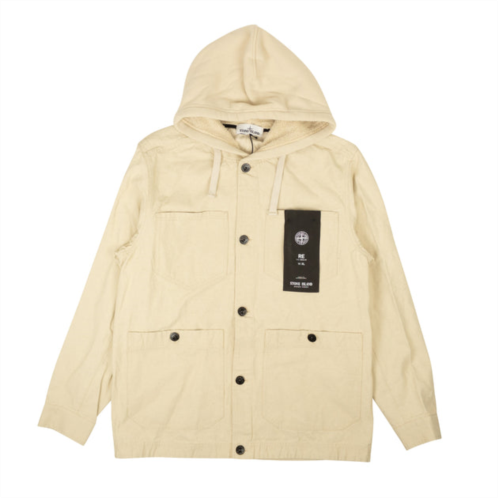 Stone Island panama placcato hooded jacket - oatmeal