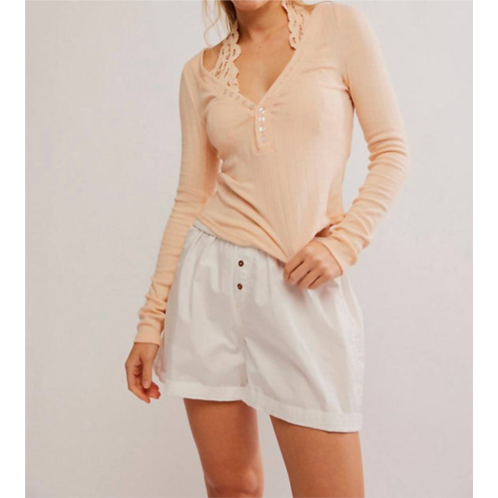 Free People coffee chat long sleeve top in tender peach