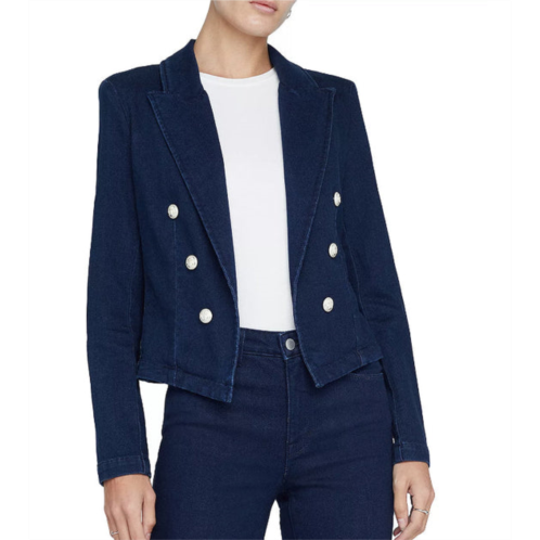 wayne crop denim double breasted jacket blazer, palomino