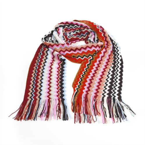 Missoni geometric pattern fringed scarf in vibrant womens tones