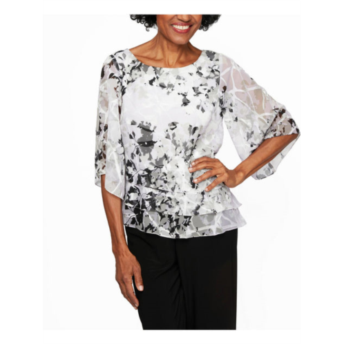 Alex Evenings petites womens printed tiered blouse