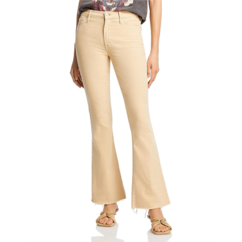 Mother womens high rise faded flared pants