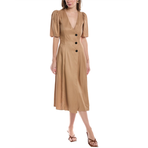 GANNI twill wrap midi dress
