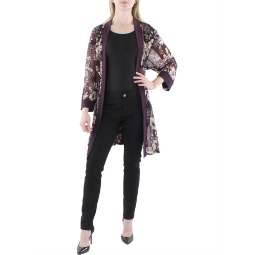 R&M Richards plus womens mesh floral duster blazer