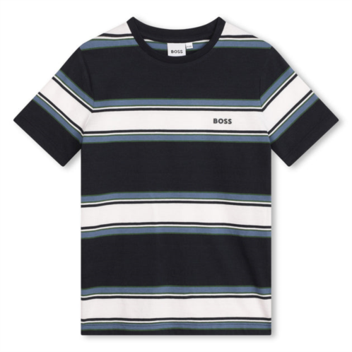 BOSS blue cotton striped t-shirt