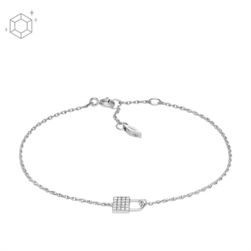 Fossil womens sterling silver lock chain bracelet