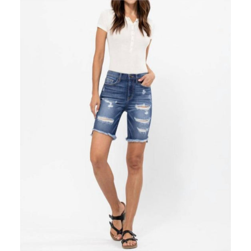 Sneak peek biker shorts in denim