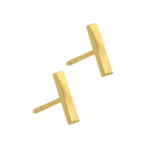 Adornia tarnish resistant 14k gold plated bar studs