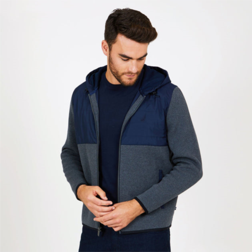 Nautica mens big & tall mixed media colorblock hoodie