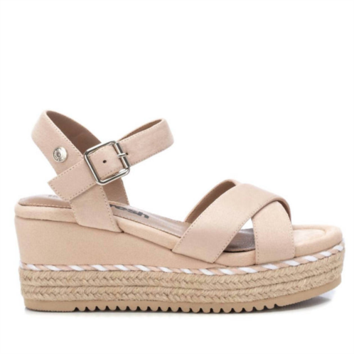 Xti womens suede wedge sandals in beige