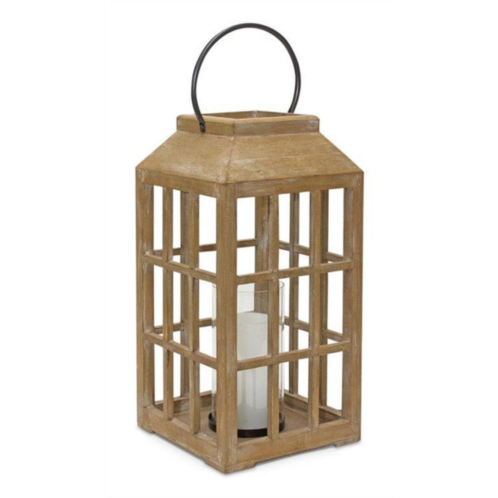 HouzBling lantern 8.75d x 22.5h wood/glass