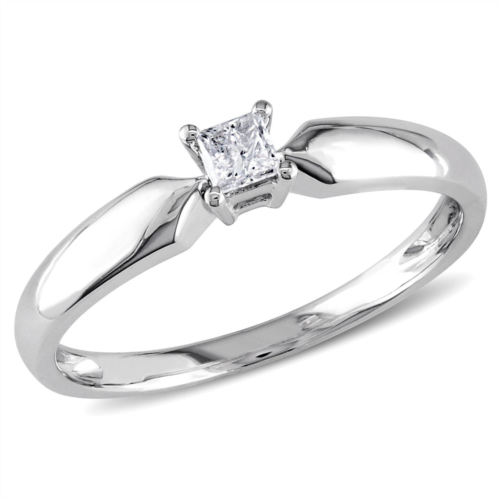Mimi & Max 1/10ct tw princess cut diamond solitaire engagement ring 10k white gold