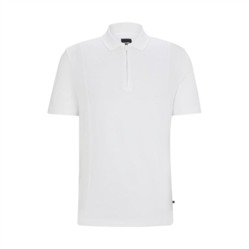 BOSS zip-neck polo shirt in stretch cotton