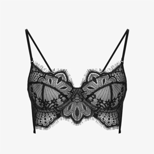 Ajour frappe underwire bra in black