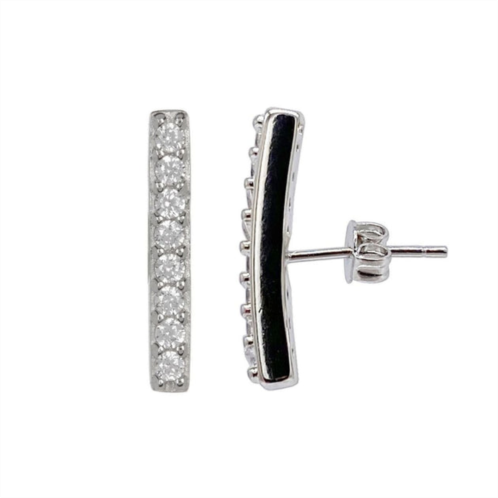 Adornia swarovski crystal bar studs silver