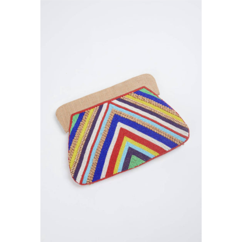 ETHNiQUE vee handmade beaded clutch bag in multi