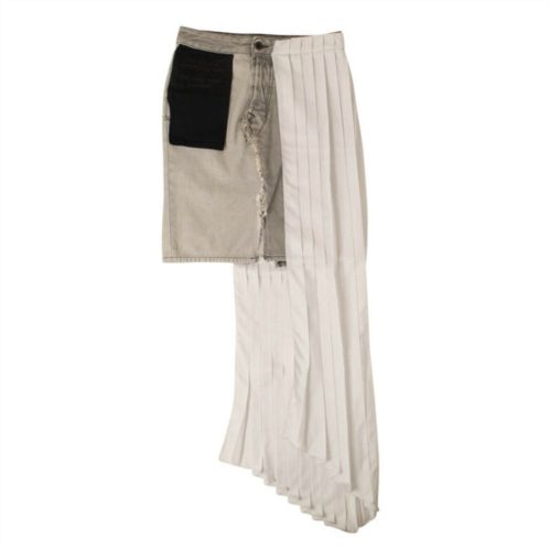 Unravel Project denim/asymmetric panel jean skirt - white