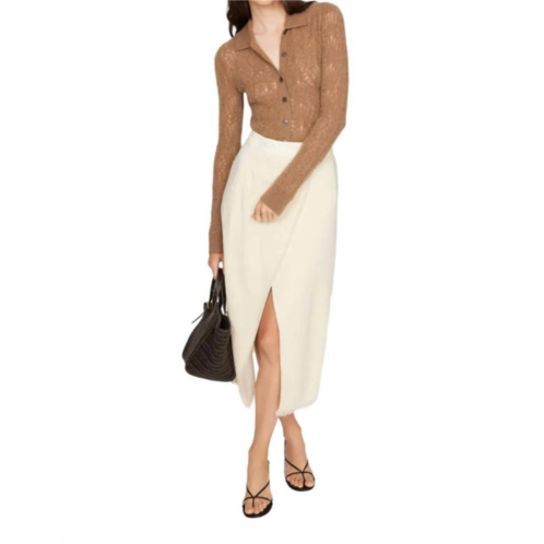 JONATHAN SIMKHAI hunter midi wrap skirt with belt in natural white